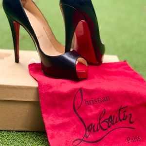 Christian Louboutin Very Prive 120 KID Black / Red 37.5 Calf Leather 7.5 US